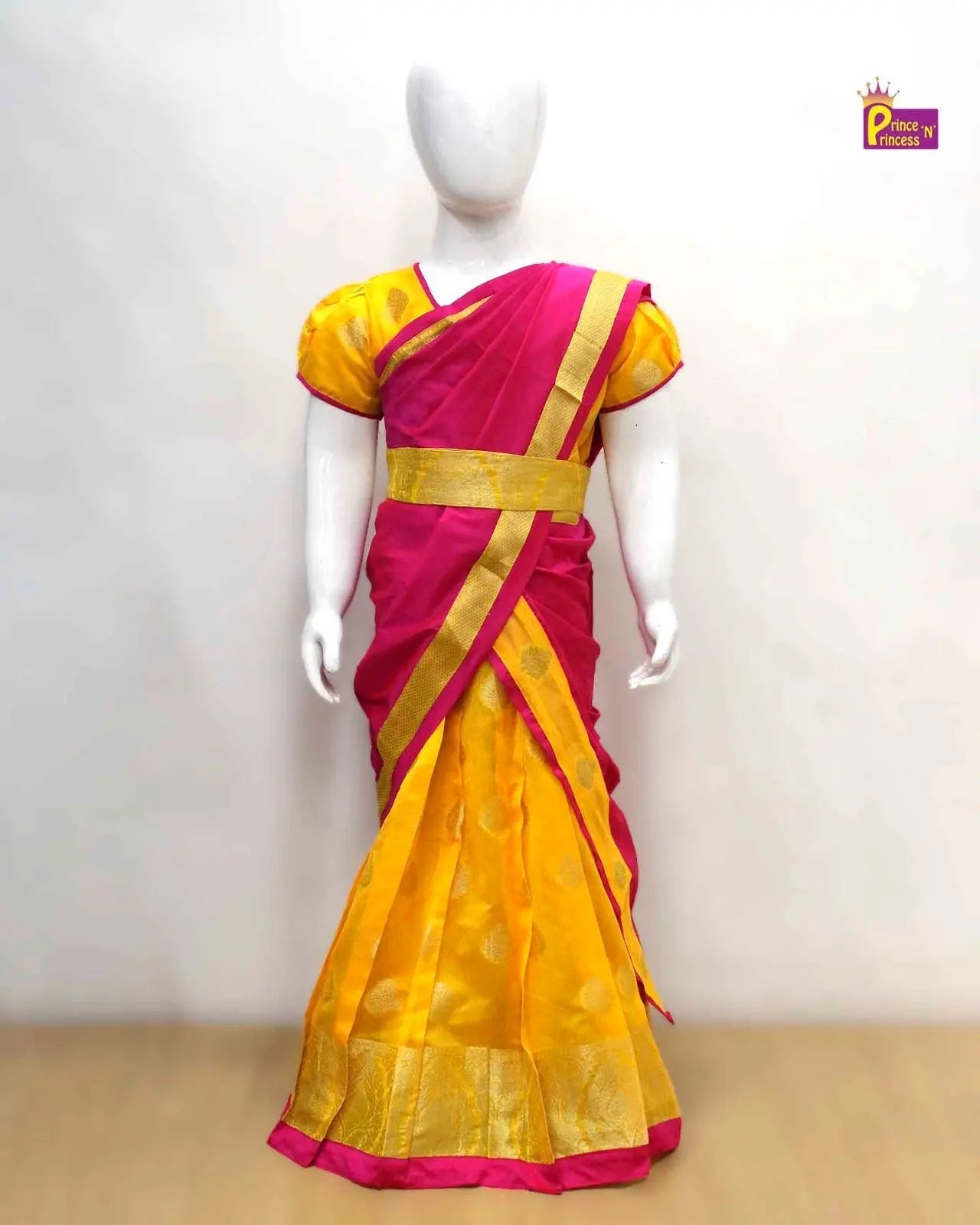 Yellow pink Traditional Half saree for Little Princess HF038 - Prince N Princess
