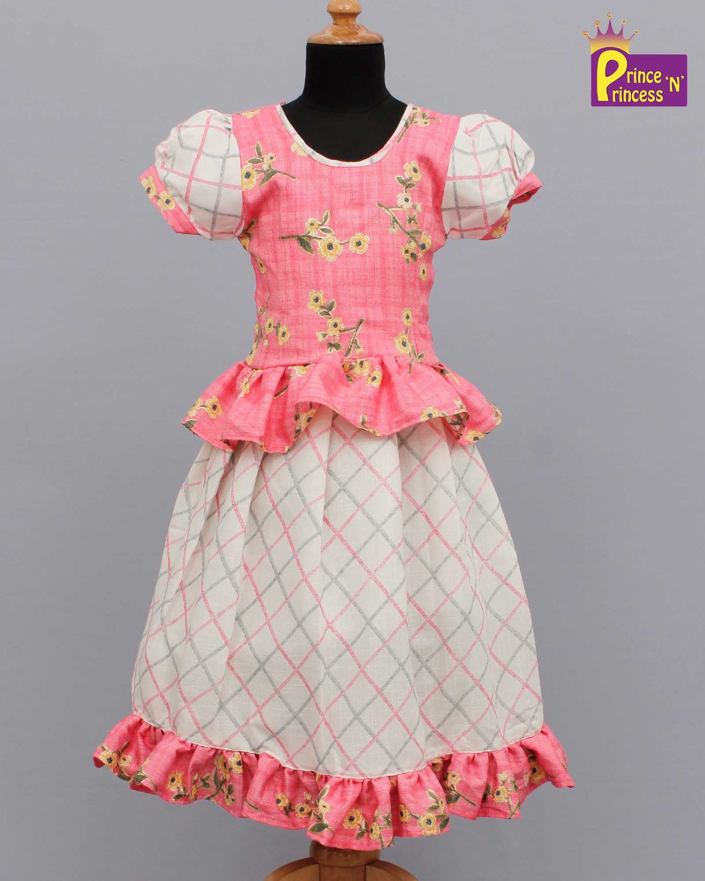 Kids Pink Print Cotton Tops Skirt  PPP1025