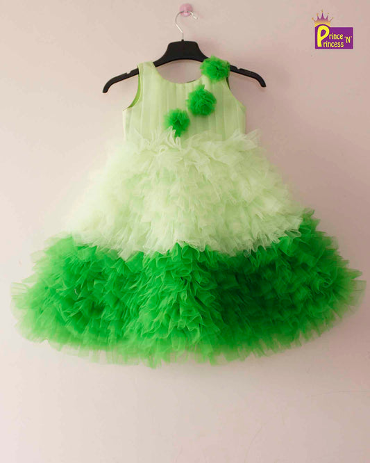 Kids Green Grand Birthday Gown BG036