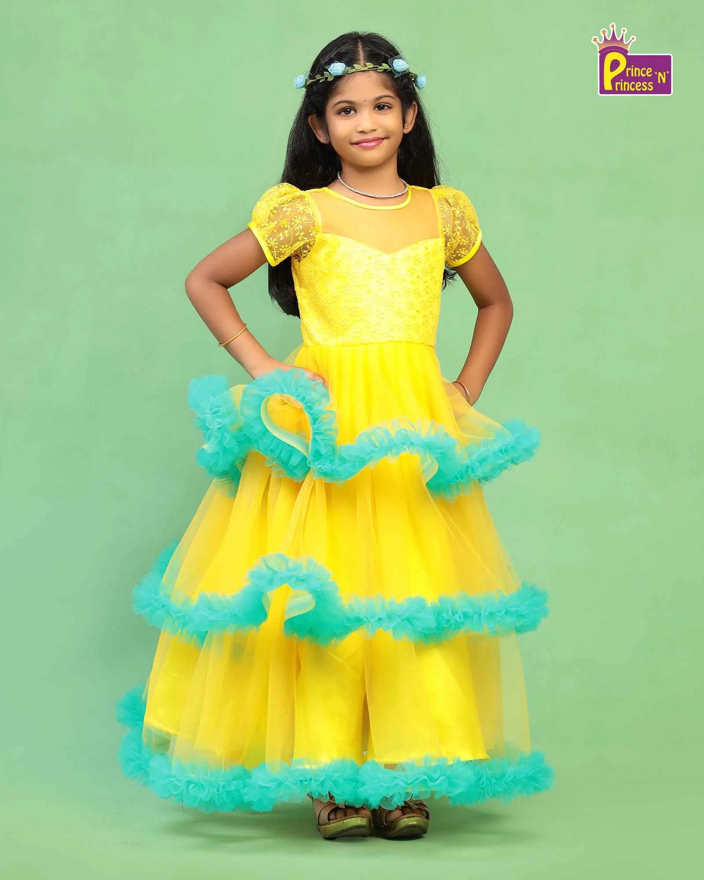 Yellow Rama Green Grand Birthday Gown