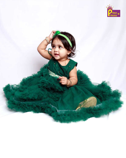 Kids Green Grand Ruffle Birthday Gown BG089 Prince N Princess