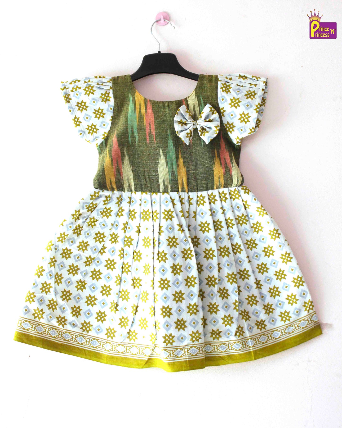 Green Ikkat with Green Cotton Frock CF220