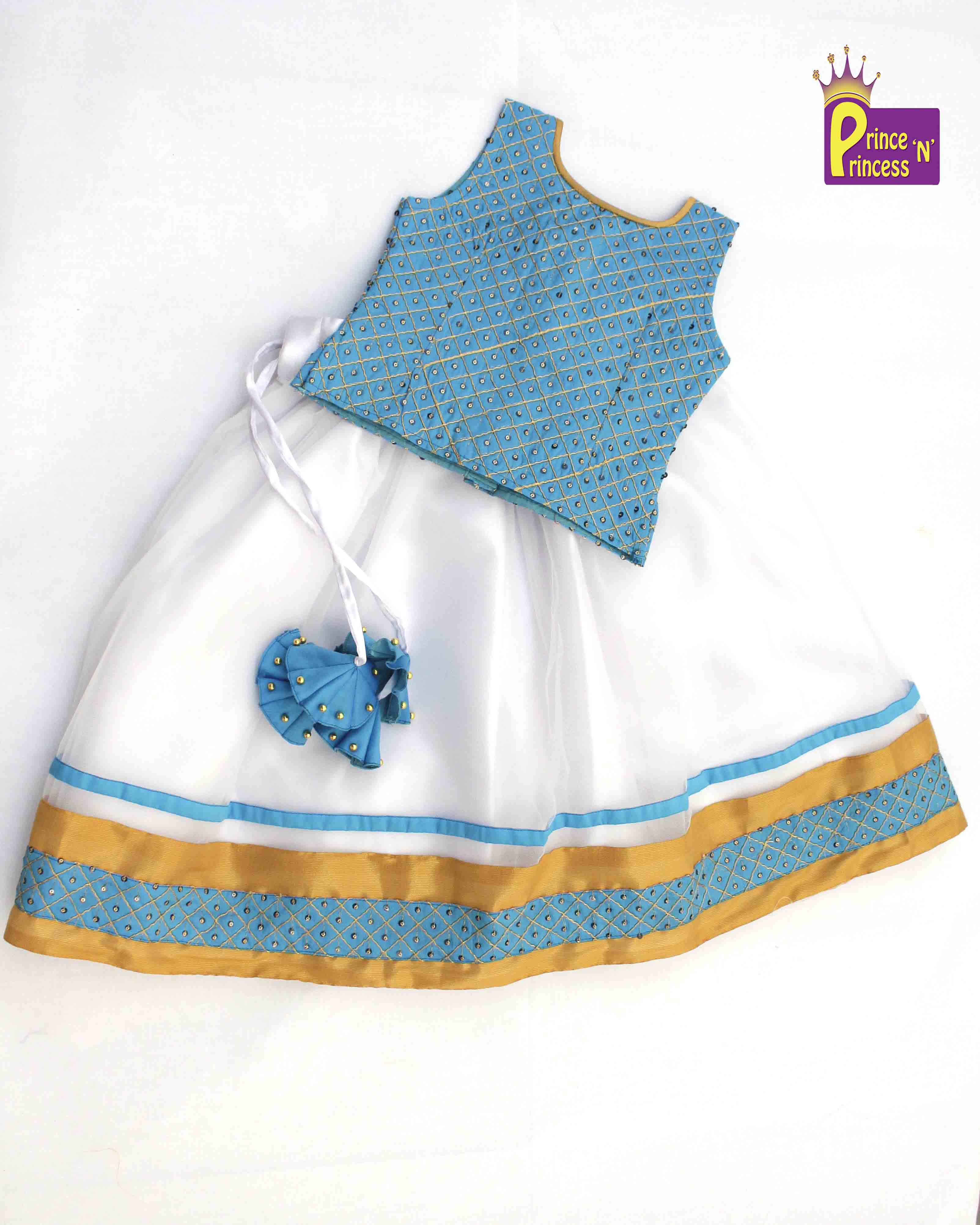 Blue White Sequence Embroidery tops Lehenga Choli LC147 Prince N Princess