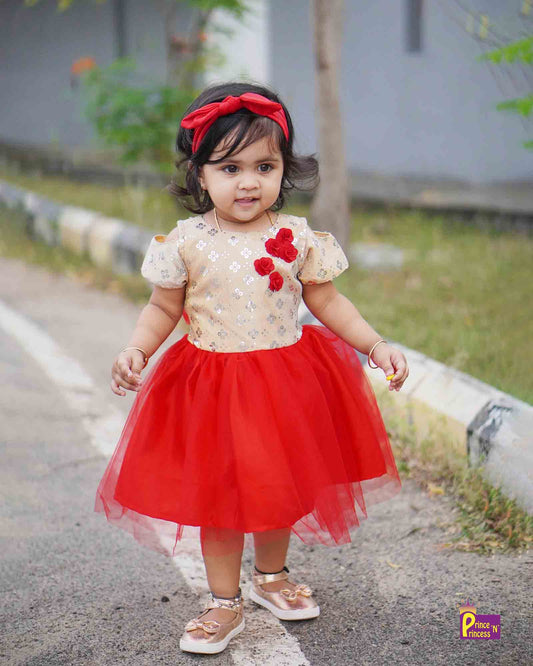 Kids Red Party Frock LDF246
