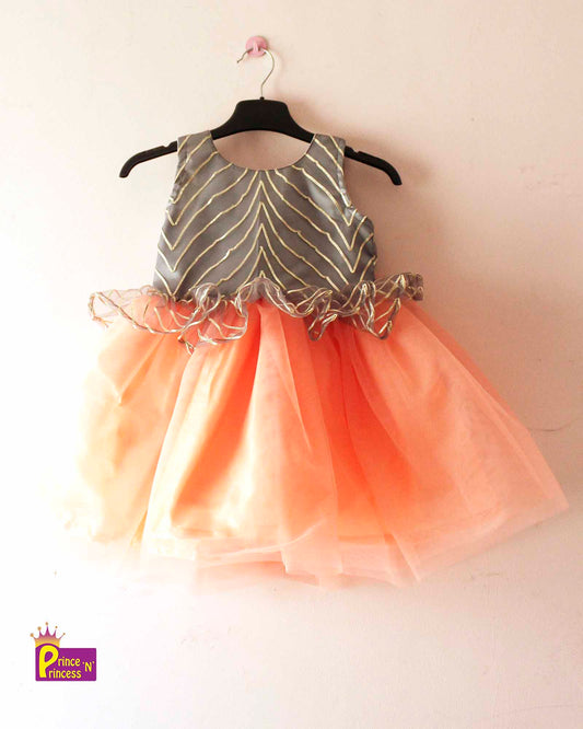 Grey and Peach Party Frock LDF296 Prince N Princess