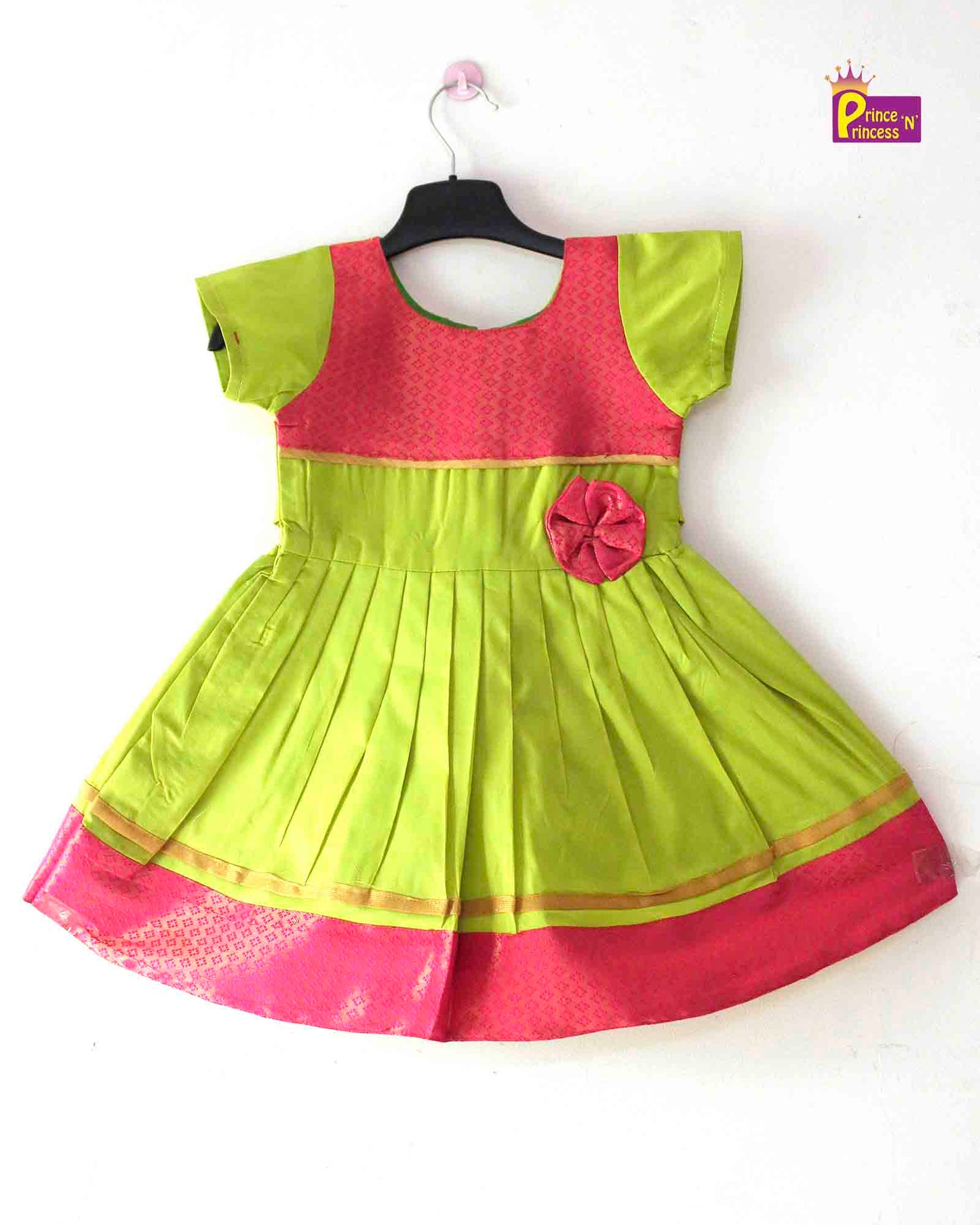 Kids Green and Pink  Party Frock LDF304