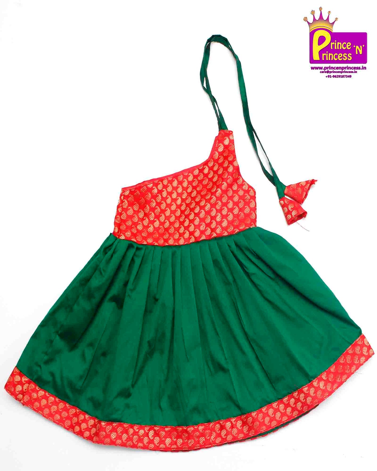 New Born Pink Red Green Silk Frock LF192