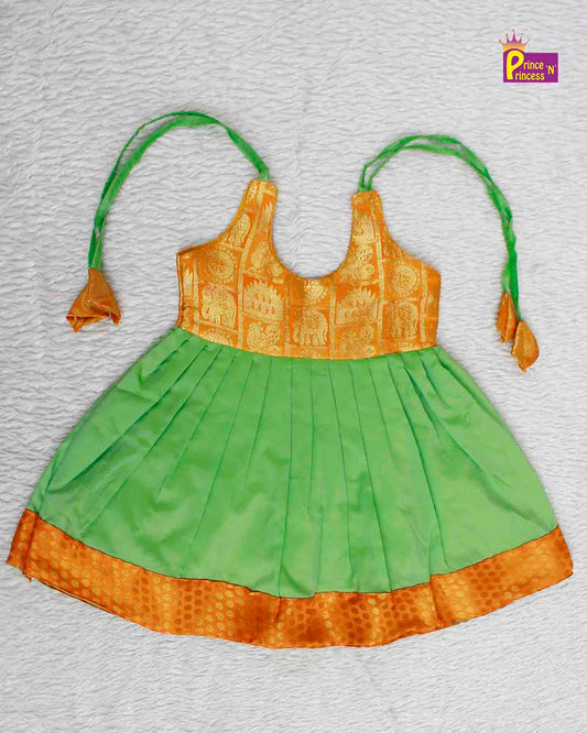 New Born Yellow Green Raw Silk Frock LF349 Prince N Princess