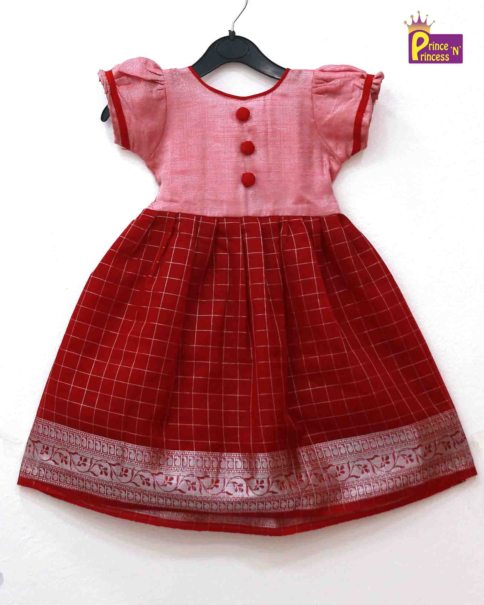 Kids Red Oraganza Tissue Party Frock PG294 Prince N Princess