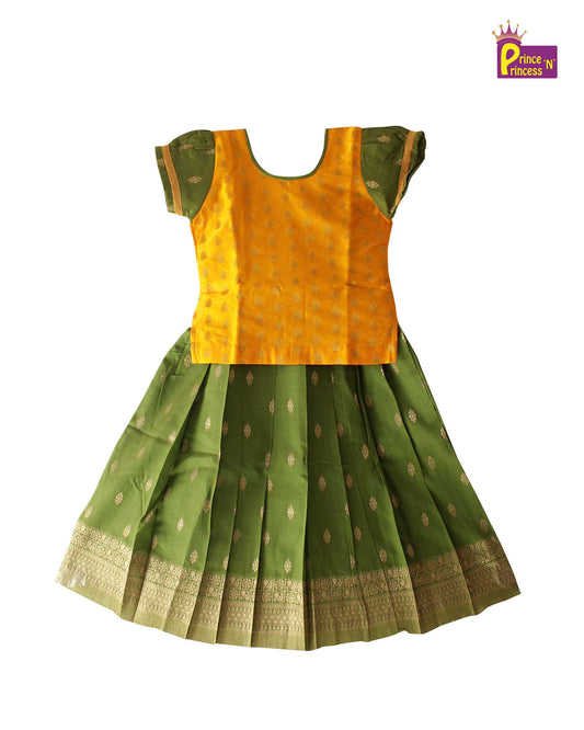 Green Yellow Festival Wear Pattu Pavadai PPP1128