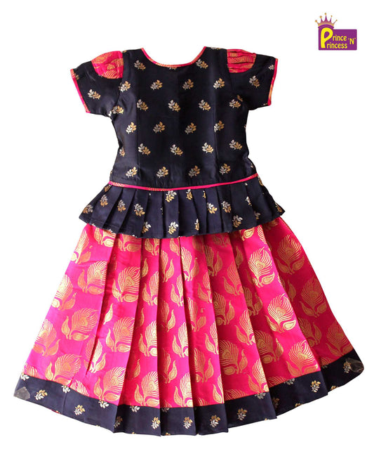 Kids Blue And Pink Festival Wear Pattu Pavadai  PPP1153 Prince N Princess