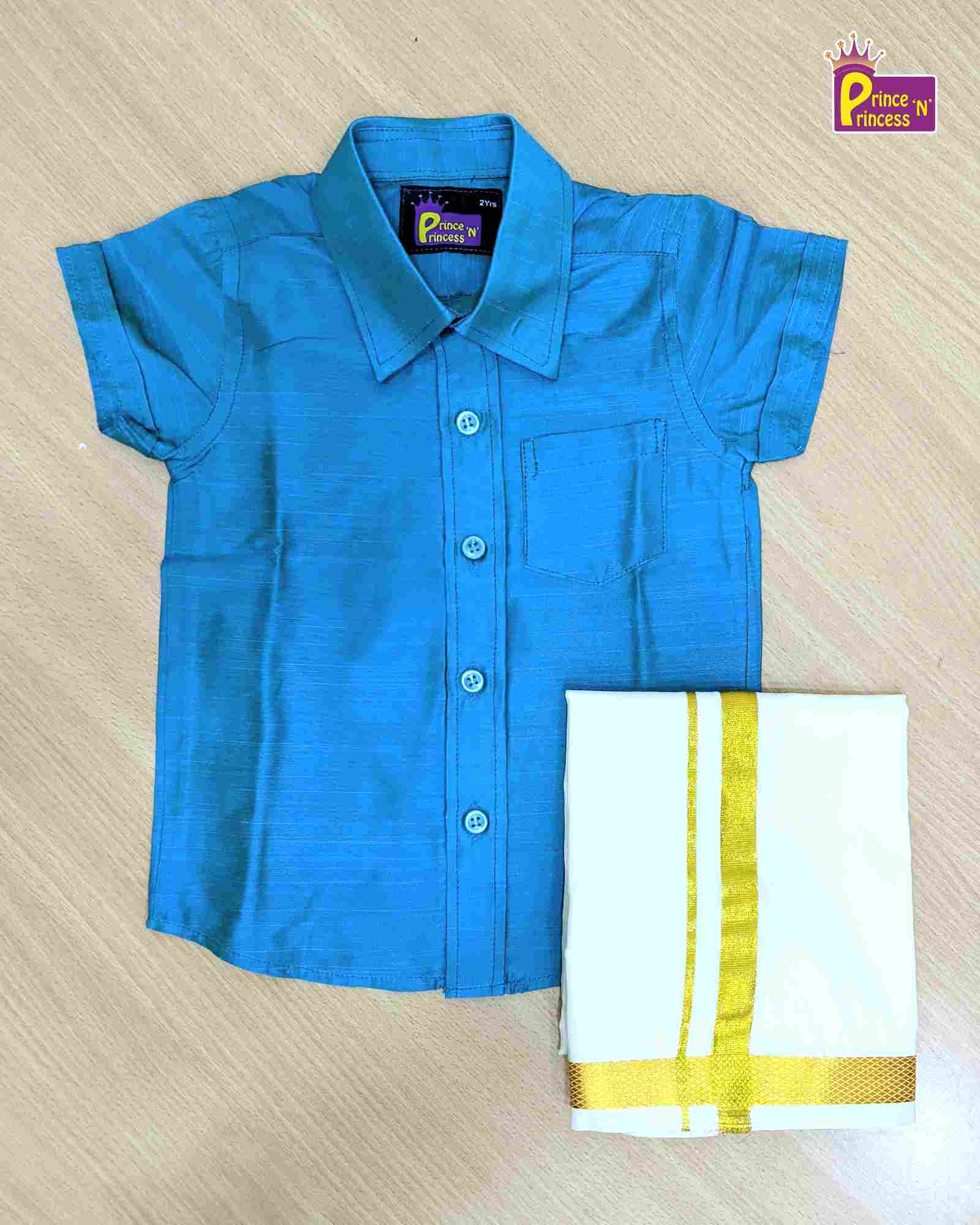 Boys South India Rama Blue Shirt Dhoti – Prince N Princess