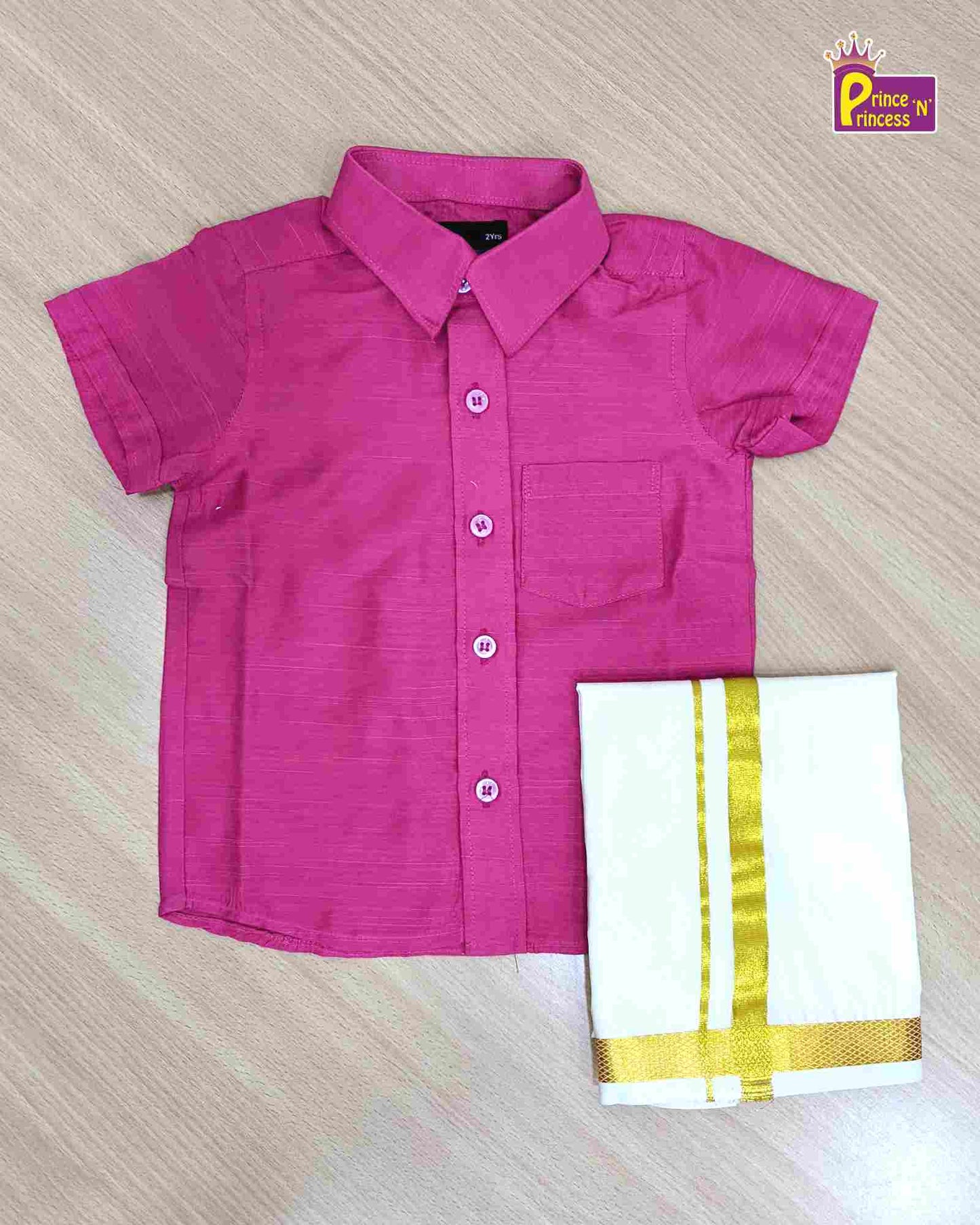 Boys South India Rani Pink Shirt Dhoti SD100