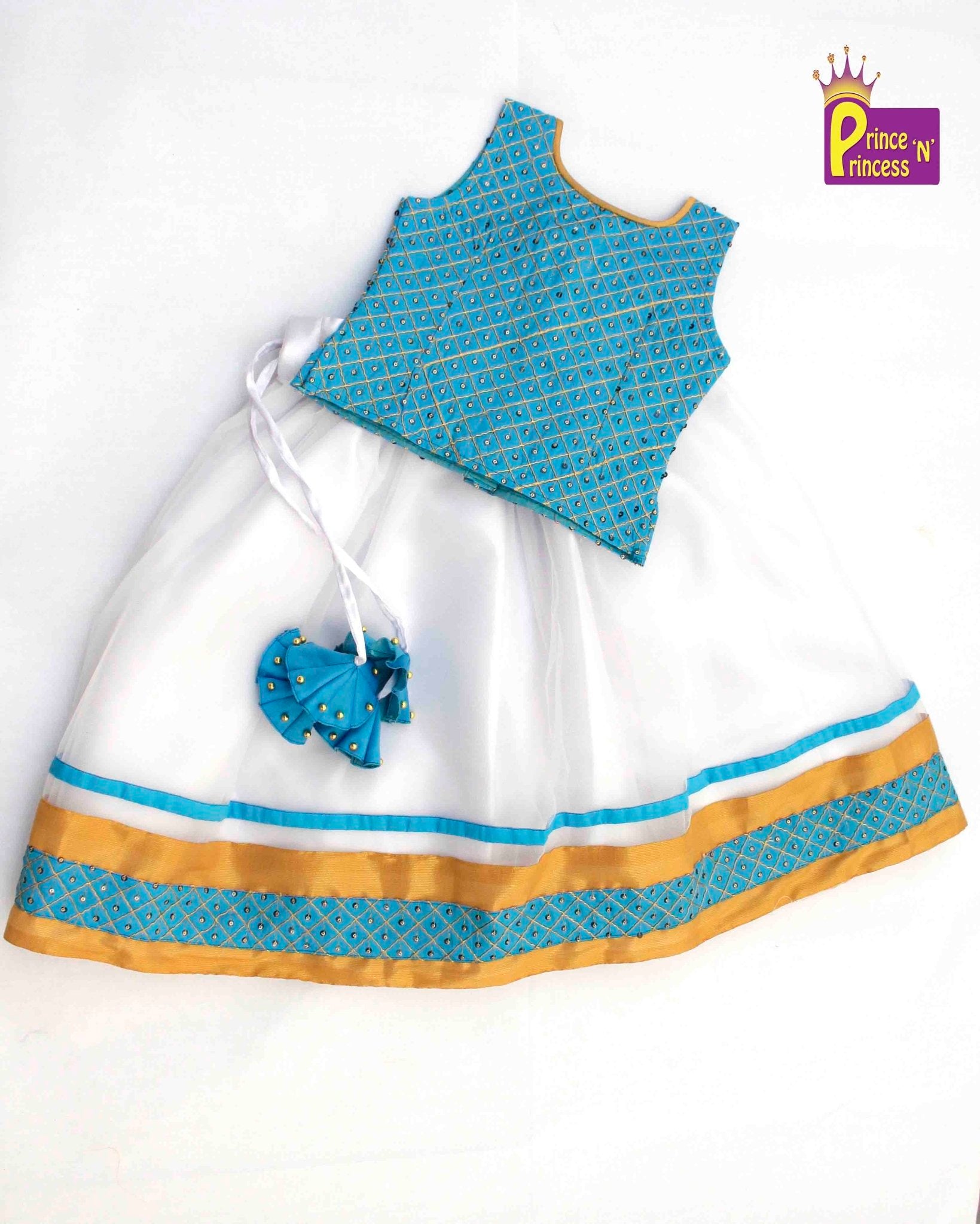 Blue White Sequence Embroidery tops Lehenga Choli LC147 Prince N Princess