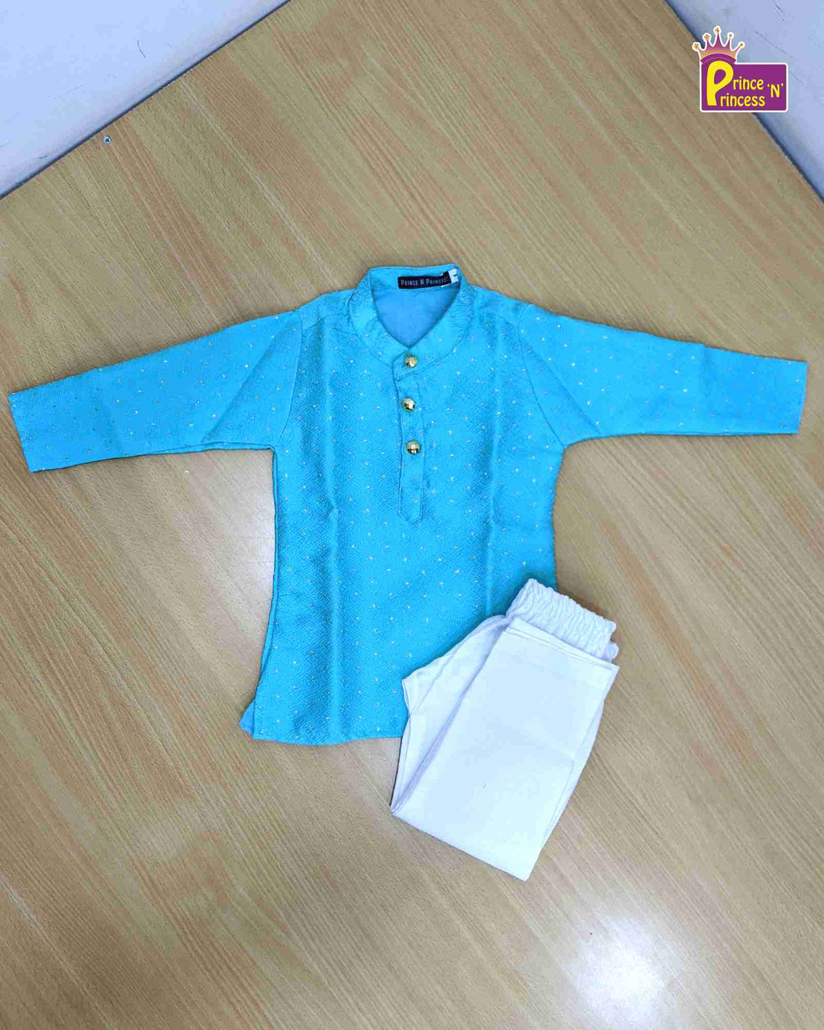 Boys Blue White Brown Kurta Pajama KP109 Prince N Princess