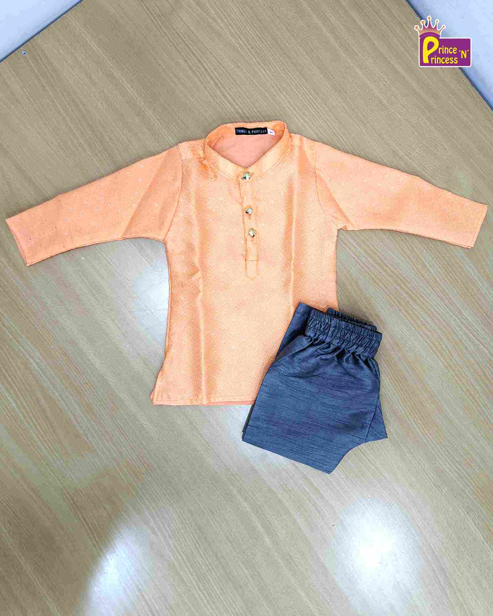 Boys Peach Kurta Pajama KP106 - Prince N Princess