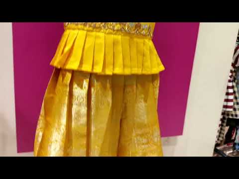 Kids Yellow Top With AARI Work Tissue Designer Pattu Pavadai  PPP990 ( We need 2-3 days of despatch time)