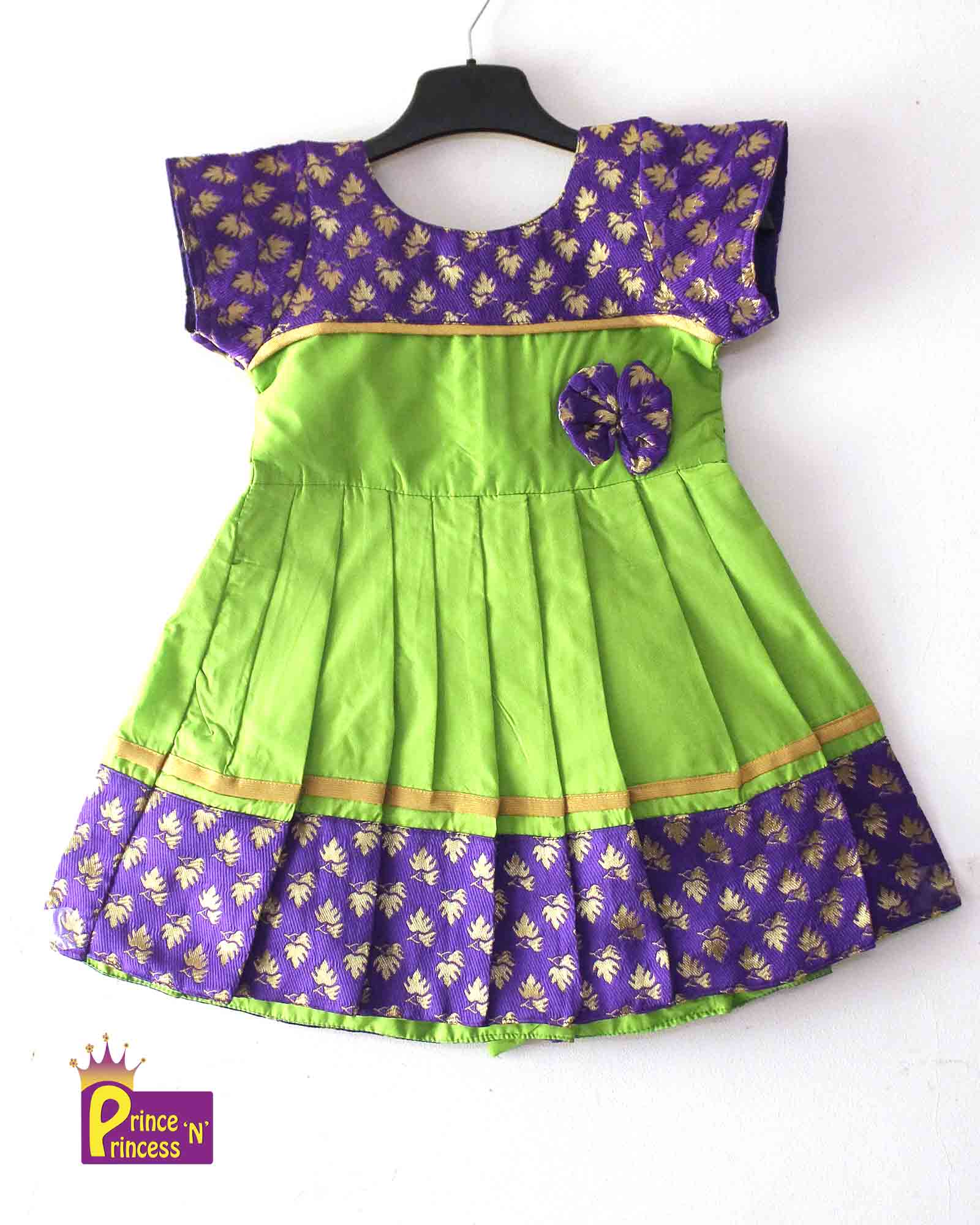 Kids Green Violet Party Frock LDF307 - Prince N Princess