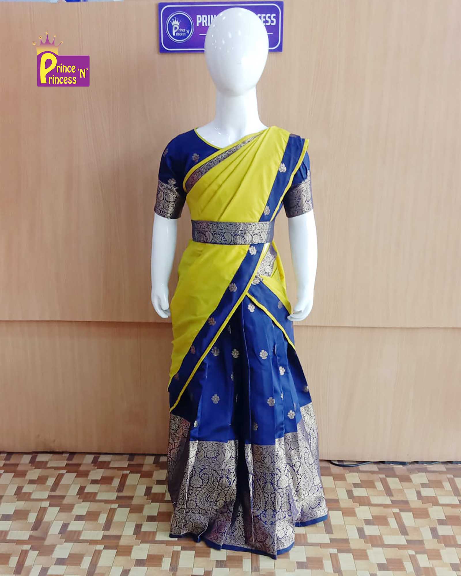 Light Green Blue Half Saree or Dhavani for Little Princess HF021 - Prince N Princess