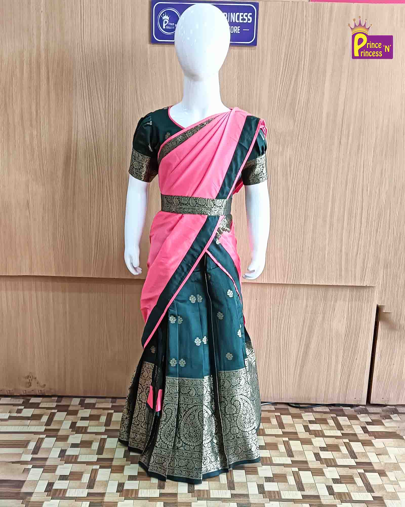 Peach Blue Half Saree or Dhavani for Little Princess HF028 - Prince N Princess