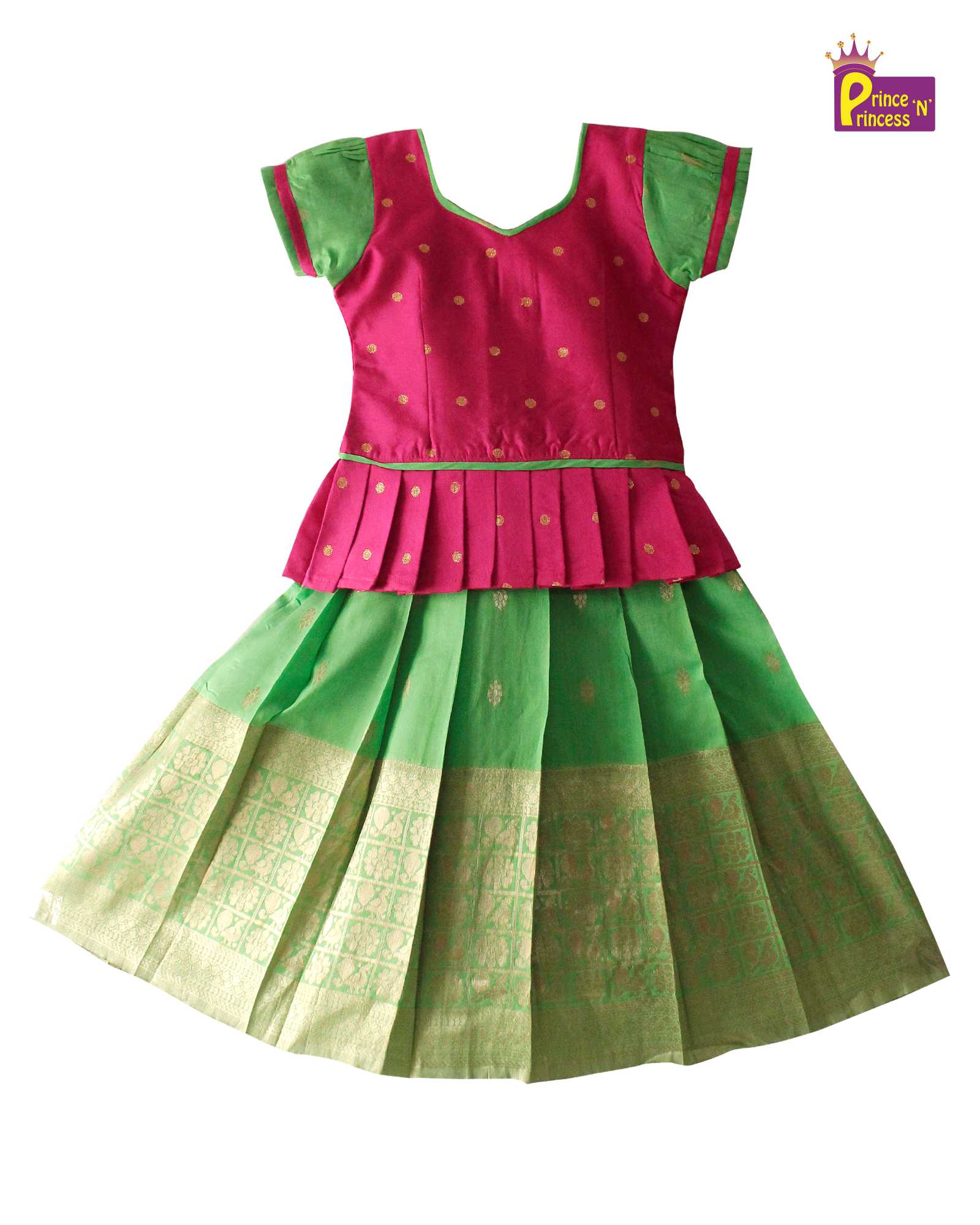 Pink Green Pattu Pavadai PPP1171 - Prince N Princess
