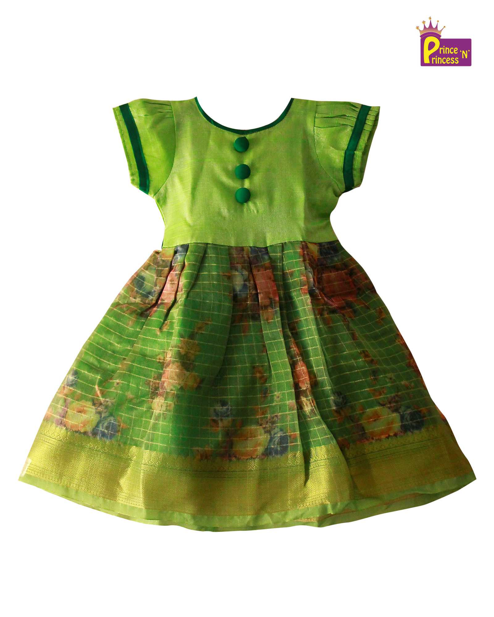 Prince N Princess Green Organza Check Gown PG321 - Prince N Princess