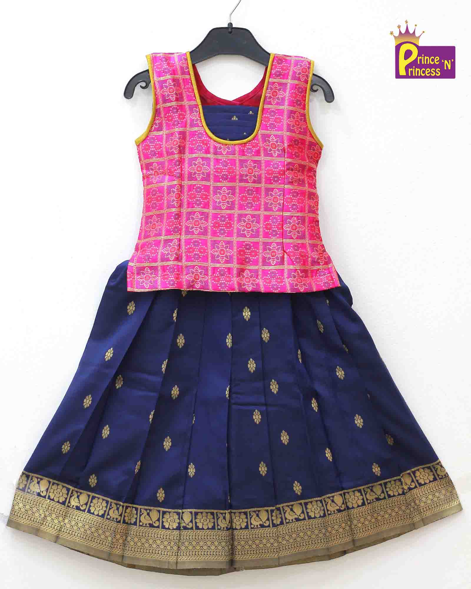 Prince N Princess Pink And Blue Pattu Pavadai PPP1066 - Prince N Princess