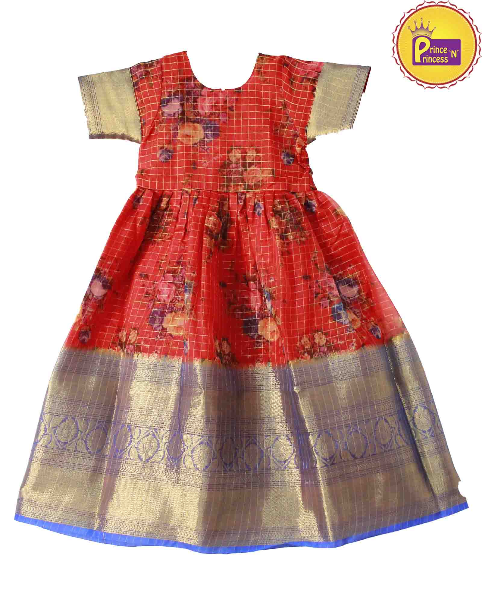 Prince N Princess Red Organza Check Gown PG222 - Prince N Princess