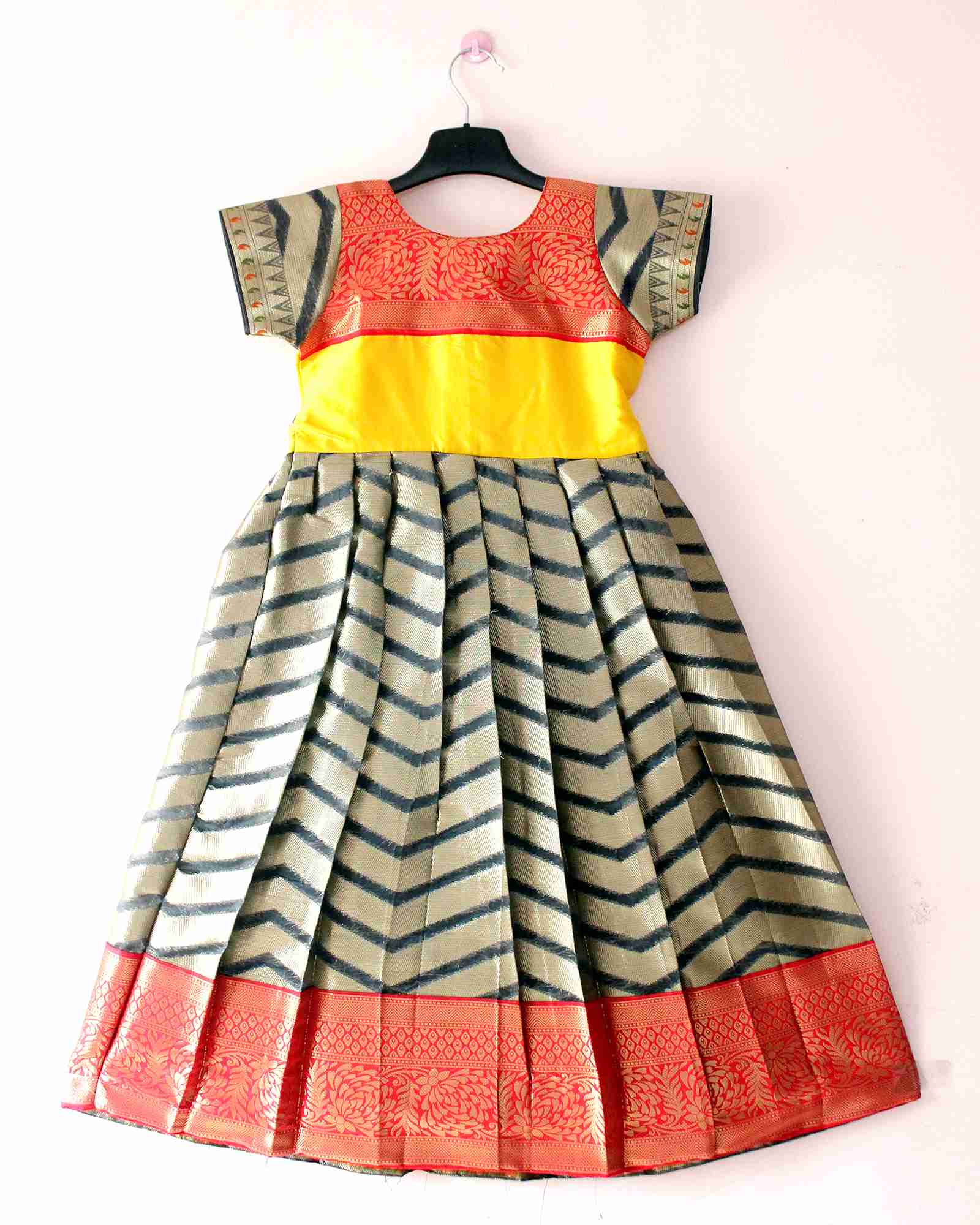 Prince N Princess yellow And Black Banarasi Chanderi Gown PG341 - Prince N Princess